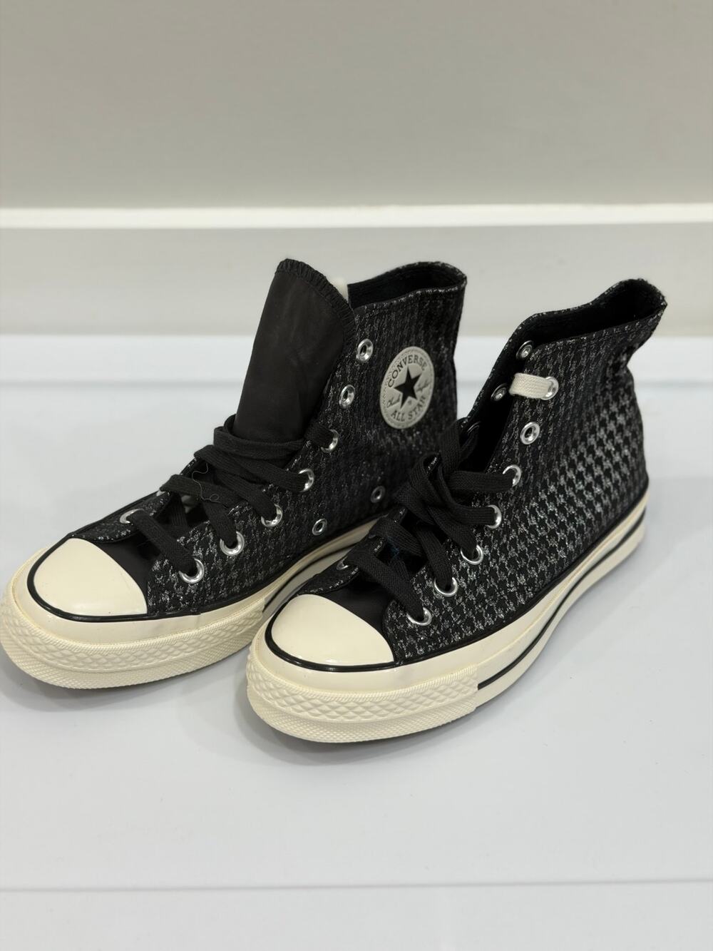 Converse Wmns Chuck 70 High 'Houndstooth Shine - Black' A04277C Shoes Size 6